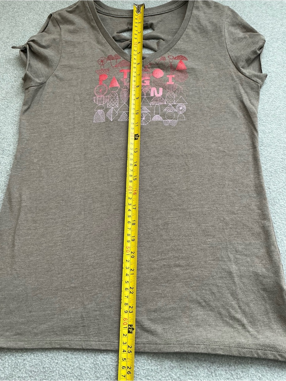 Patagonia Custom Upcycled Graphic Tee Tie Back Shirt Organic Cotton Women’s S - Picture 9 of 9